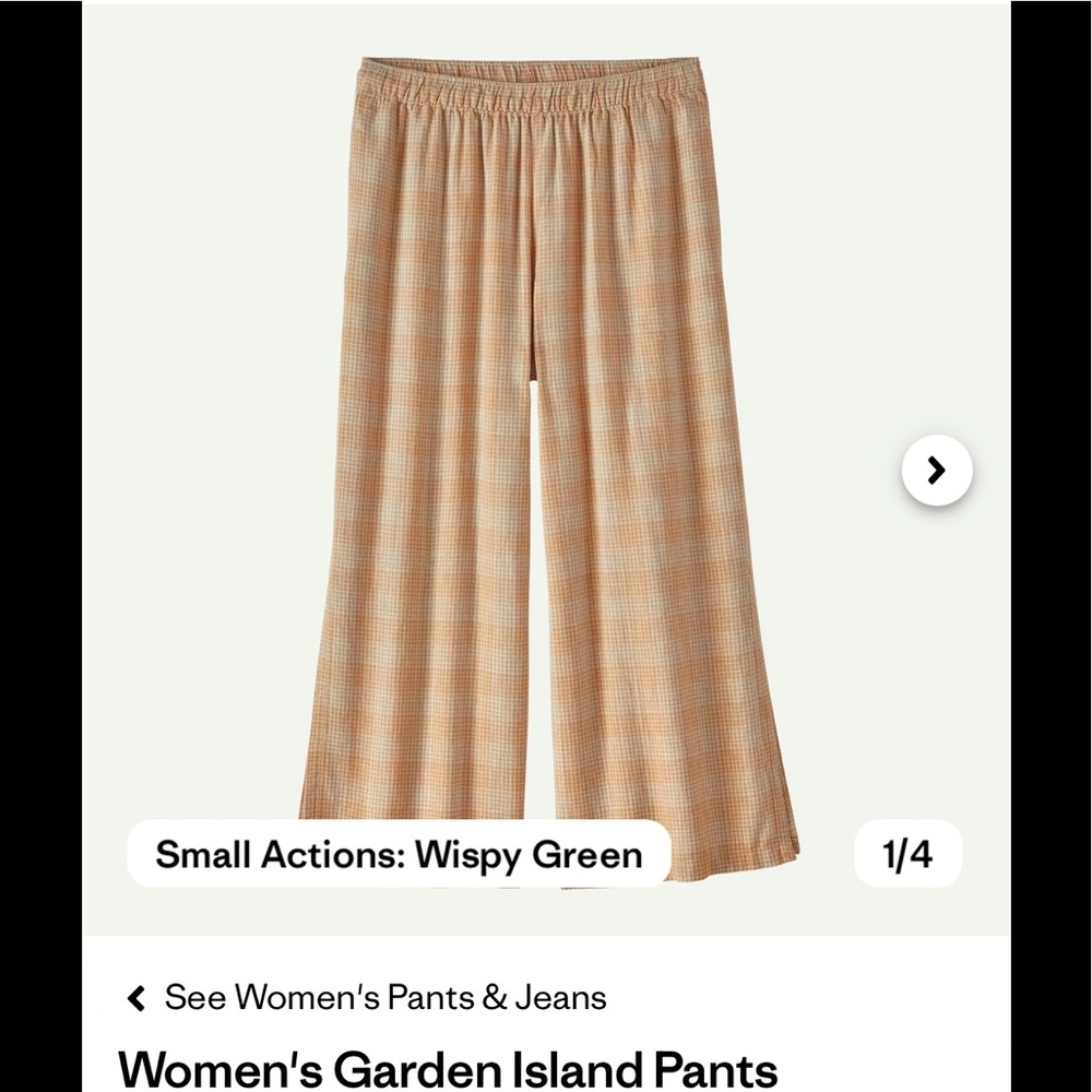 NWT Patagonia Garden Island Pants